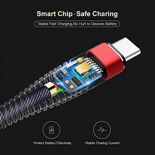 Cablu roz de 6ft lung USB -C până la tip -C Fast Charger Cord Wire Compatibil cu ASUS ROG Telefon - Telefon ROG 2 - Telefon