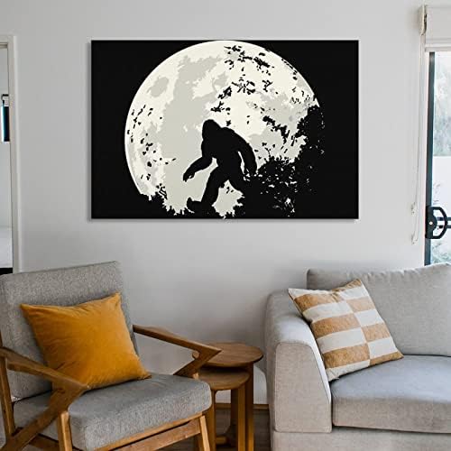 Bigfoot Moon Sasquatch Picture Hanging Canvas Wall Art Art încadrat Imprimeuri Imagini pentru Living Decor de perete