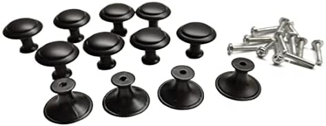 Butoane de dulap de bucătărie Uquabeso 12 pachet cu șuruburi de montare, un sertar rotund cu diametru de 1 inch buton pentru ușă, negru