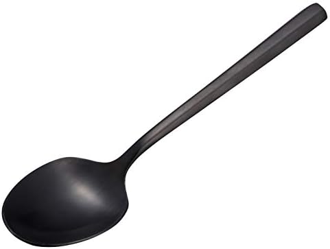 Căpitan Stag UW-2015 lingură de tacâmuri, lingură de desert negru, oțel inoxidabil, placat cu titan, hexagon