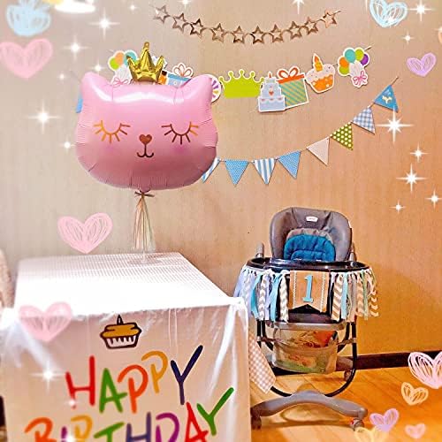 Roz Cat Baloane Crown Cat Party Decoratiuni 2 Buc 30 Inch Pisoi Balon Cartoon Cat Birthday Party Consumabile Kitty Cat Tematice