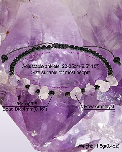 Xhuuu Lava Rock ROC AMETIST CRISTAL CRISTAL Cristale și pietre prețioase Brățări de gleznă cu ulei de ulei pentru femei