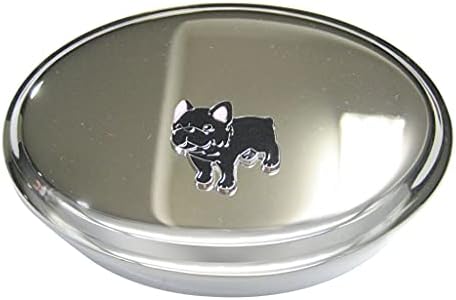 Cutie de bijuterii cu trinket ovală bulldog franceză neagră