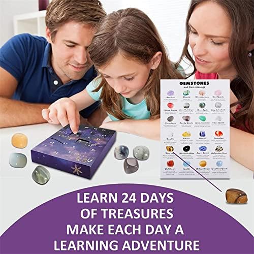 Crăciun Advent Calendar 24 Zile Countdown Calendar Box Pentru Copii Adult Minereu Minerale Roci Învățare Kit De Colectare Cu