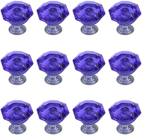 Antrader cu 12 pachete cu diamant violet acrilic de 25 mm dulap de tragere buton pentru sertar pentru sertar, piept, comode,