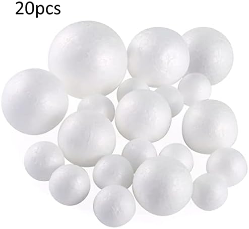 Yapthes Craft Foam Ball alb 5 dimensiuni 20buc minge rotundă netedă din polistiren, pentru consumabile de artă și meșteșuguri,