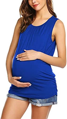 Mimaco maternitate Tricouri pentru femei vara Culoare solidă moale Topuri echipajul Guler Fără mâneci maternitate bluza