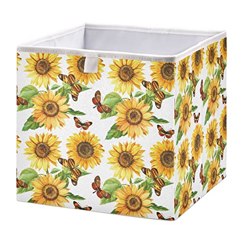 Sunflowers fluturi coș de depozitare cub coș de depozitare pliabilă coș de jucărie impermeabilă pentru coșuri de organizator
