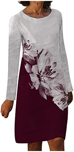 NOKMOPO Hawaiian rochii pentru femei rotund gat Casual Imprimate Maneca lunga rochie