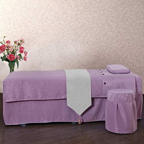 Seturi de foi de masă de masaj în broderie ， culoare pură respirabilă din bumbac beaut copertină de pat 4 bucăți de paturi
