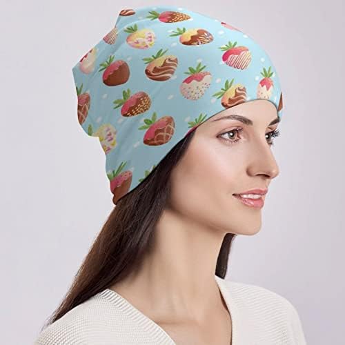 BAIKUTOUAN căpșuni în ciocolată imprimare Beanie pălării pentru bărbați Femei cu modele craniu Cap