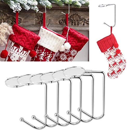 Yotako 6 bucăți suporturi de ciorapi de Crăciun Cârlige cu mantale cu umeraș de Crăciun Clipuri de siguranță pentru decorarea